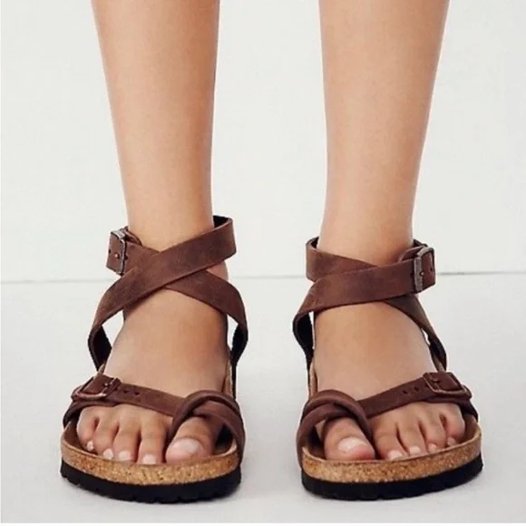 NWT Birkenstock Yara Habana brown leather Women’s size 38 US 7-7.5 sandals - Picture 2 of 7
